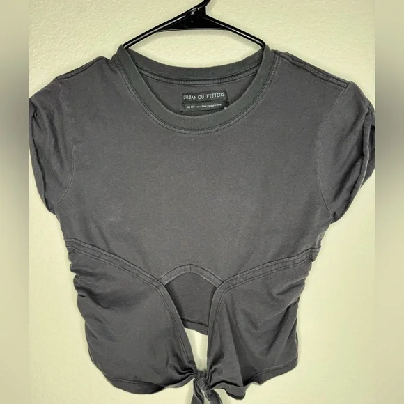URBAN OUTFITTERS BLACK TIE FRONT SONYA TOP XS - Picture 2 of 4